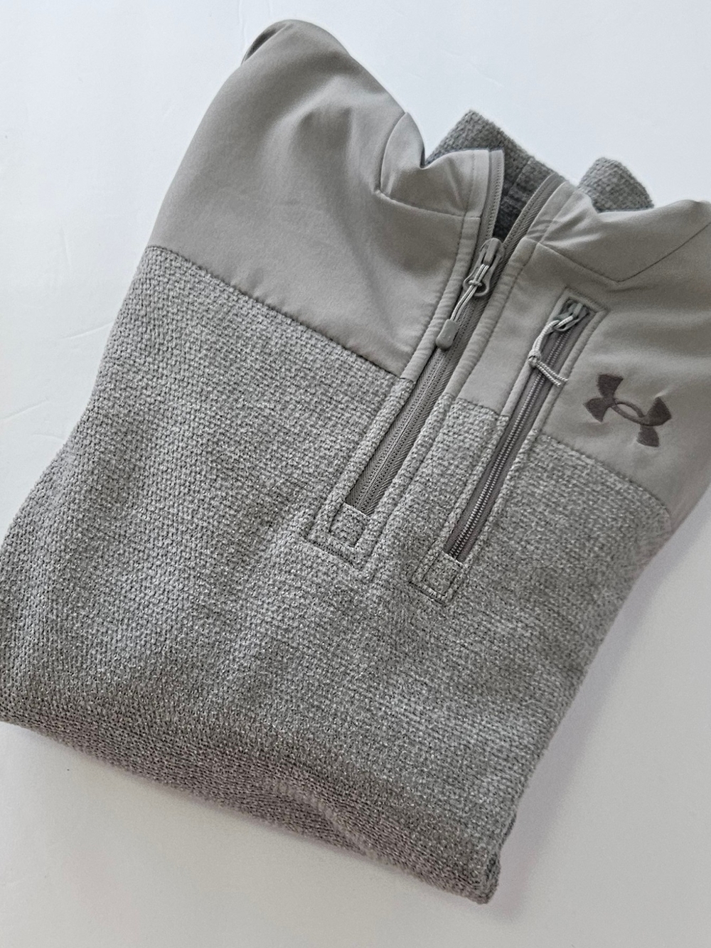 Men's Under Armour Specialist Grid 1/4 Zip Fleece Hooded Pullover - Grey - L -